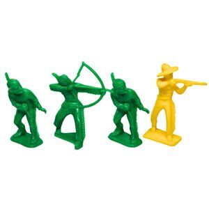 Vintage Tim Mee Toy Cowboy and Indians Figures Marked Aurora Illinois